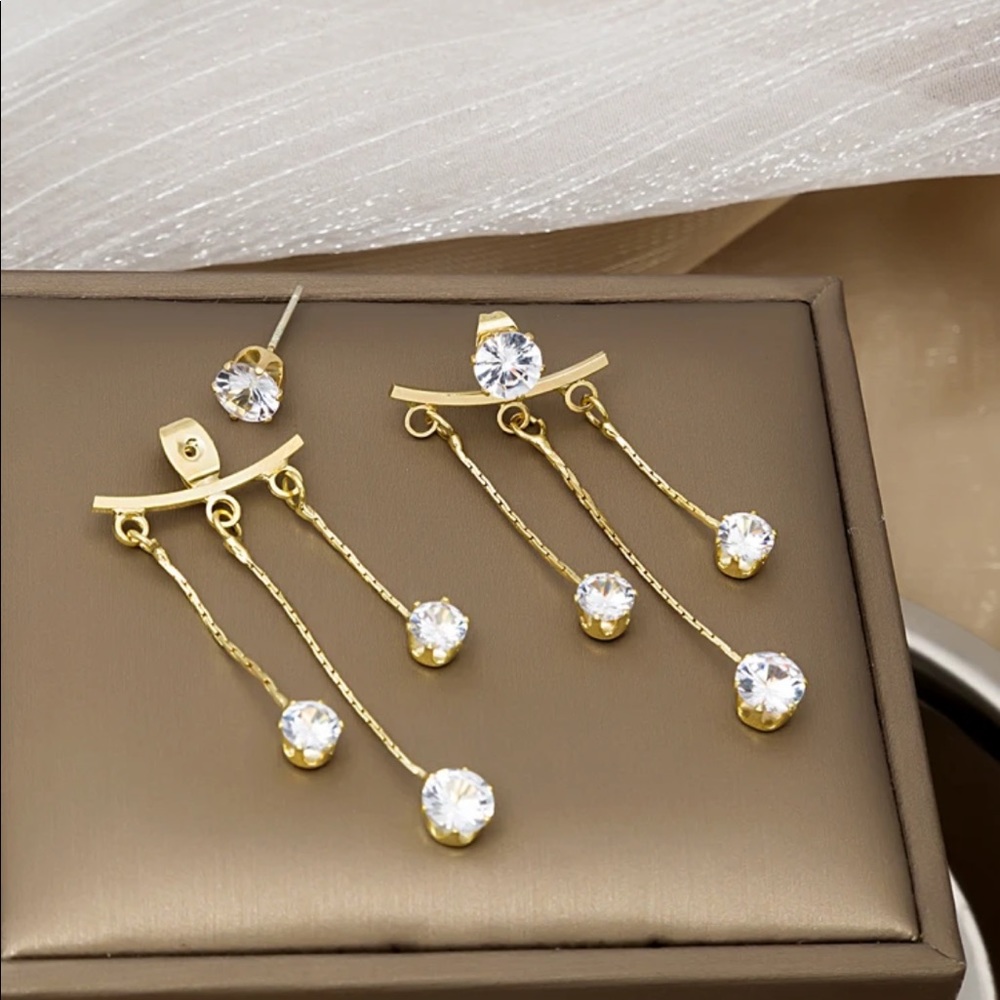 Tassel fashion earrings with zircon